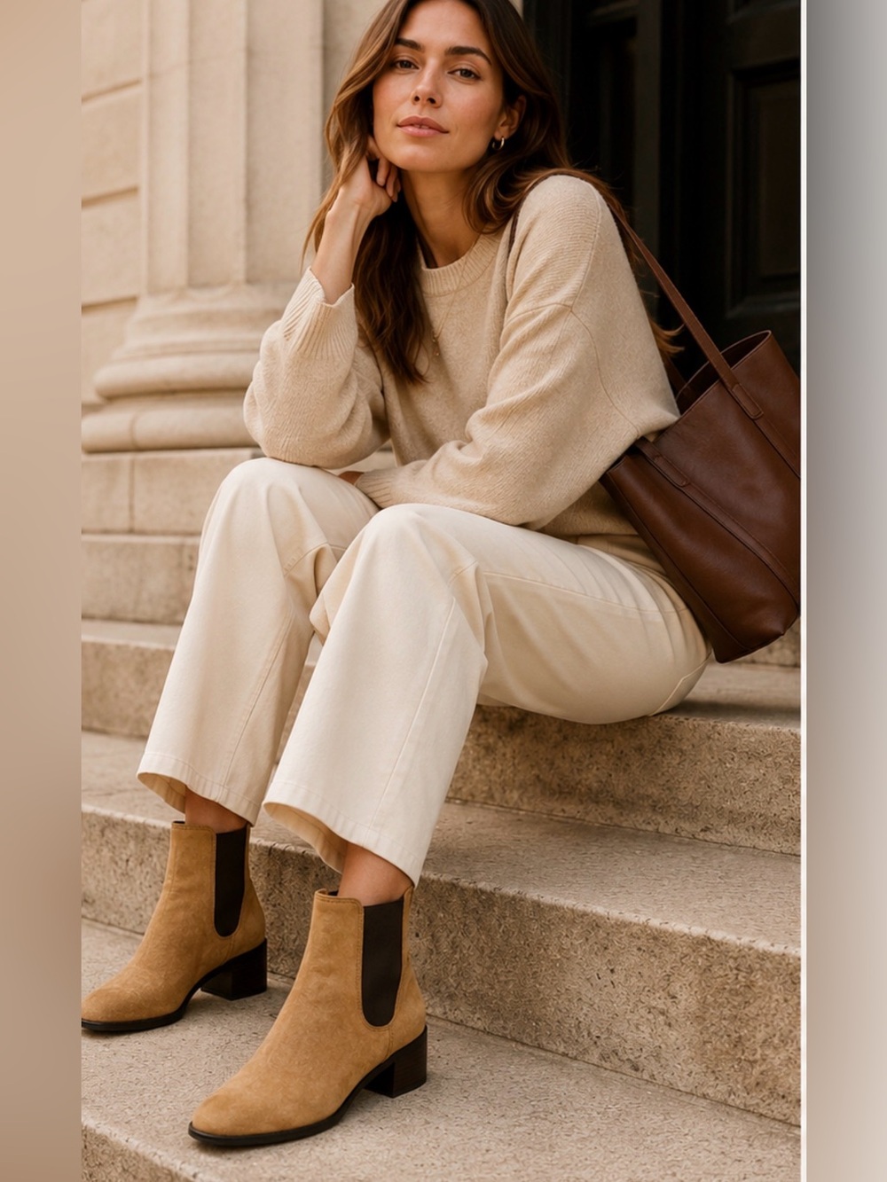 J.Crew Suede Chelsea Boots – Women’s 10 Camel Tan Leather Booties – Quiet Luxury